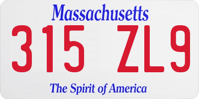 MA license plate 315ZL9