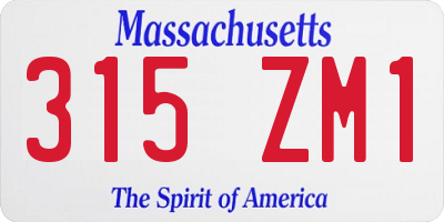 MA license plate 315ZM1
