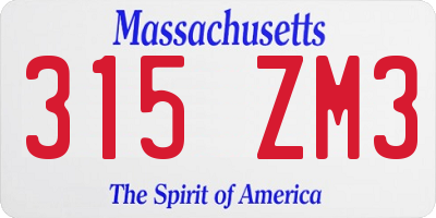 MA license plate 315ZM3