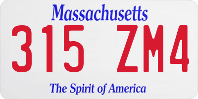 MA license plate 315ZM4