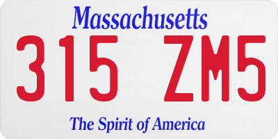 MA license plate 315ZM5