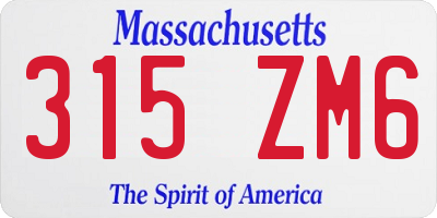 MA license plate 315ZM6