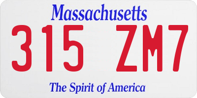 MA license plate 315ZM7