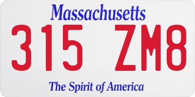 MA license plate 315ZM8