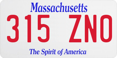 MA license plate 315ZN0