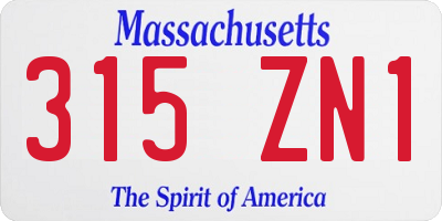 MA license plate 315ZN1