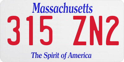 MA license plate 315ZN2