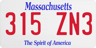 MA license plate 315ZN3
