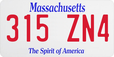 MA license plate 315ZN4