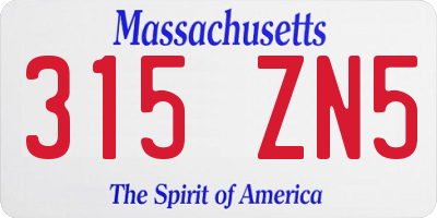 MA license plate 315ZN5