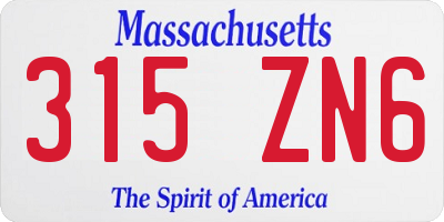 MA license plate 315ZN6