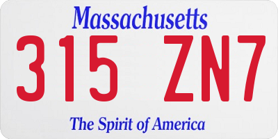 MA license plate 315ZN7