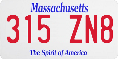 MA license plate 315ZN8