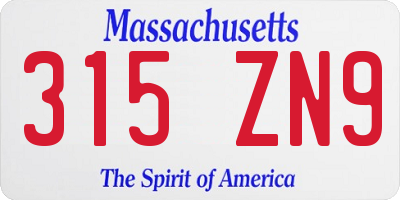 MA license plate 315ZN9
