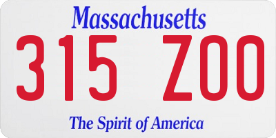 MA license plate 315ZO0