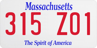 MA license plate 315ZO1
