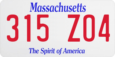 MA license plate 315ZO4