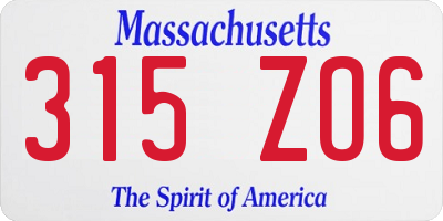 MA license plate 315ZO6