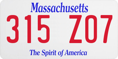 MA license plate 315ZO7