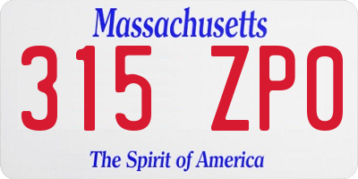 MA license plate 315ZP0