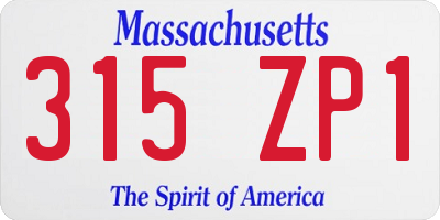 MA license plate 315ZP1