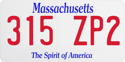 MA license plate 315ZP2