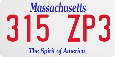 MA license plate 315ZP3