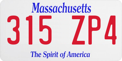 MA license plate 315ZP4