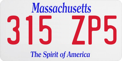 MA license plate 315ZP5