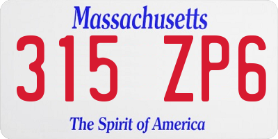 MA license plate 315ZP6