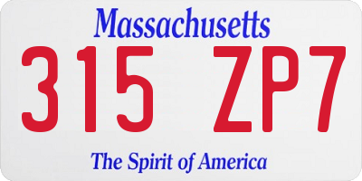 MA license plate 315ZP7