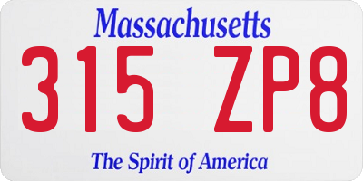 MA license plate 315ZP8