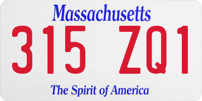 MA license plate 315ZQ1