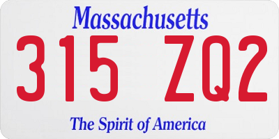 MA license plate 315ZQ2