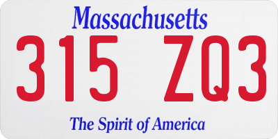 MA license plate 315ZQ3