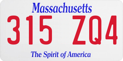 MA license plate 315ZQ4