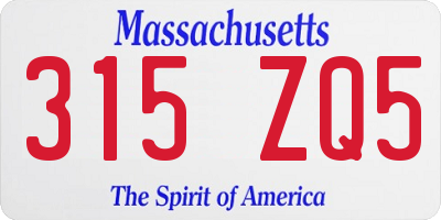 MA license plate 315ZQ5