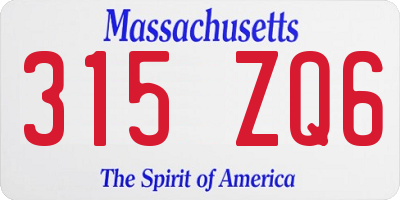 MA license plate 315ZQ6