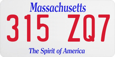 MA license plate 315ZQ7