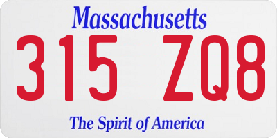 MA license plate 315ZQ8