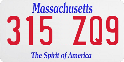 MA license plate 315ZQ9