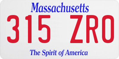 MA license plate 315ZR0