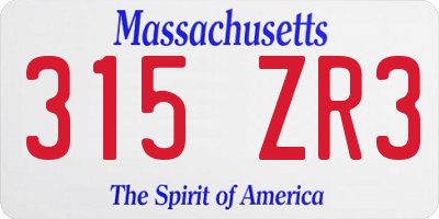 MA license plate 315ZR3