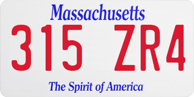 MA license plate 315ZR4