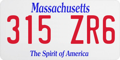 MA license plate 315ZR6
