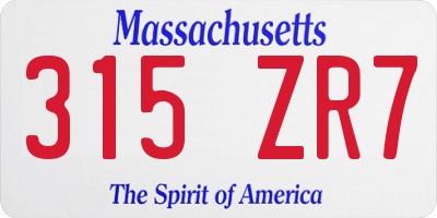 MA license plate 315ZR7