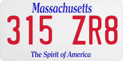 MA license plate 315ZR8