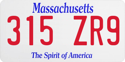 MA license plate 315ZR9