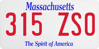MA license plate 315ZS0