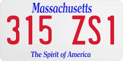 MA license plate 315ZS1